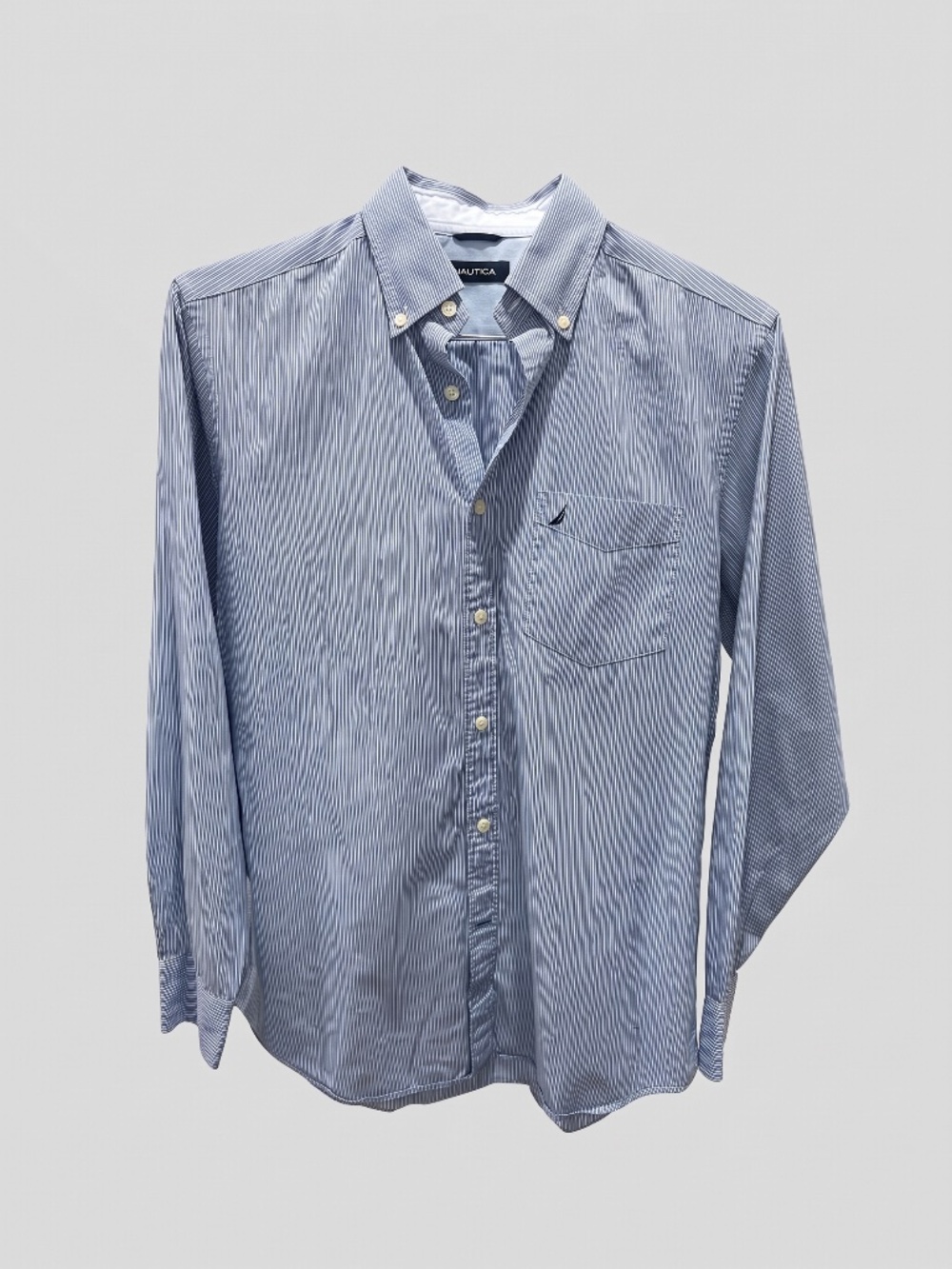 Nautica Men's Blue & White Pinstripe Button Down Shirt Size S